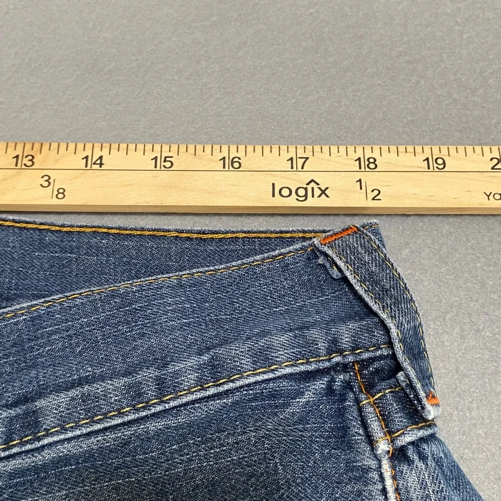 True Religion Ricky Mens 34 Straight Leg Distressed Blue Jeans Made in USA